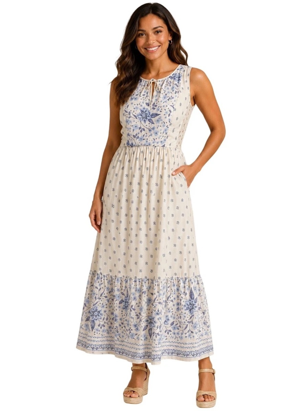 Old Navy Maxi Dress with Blue Floral
